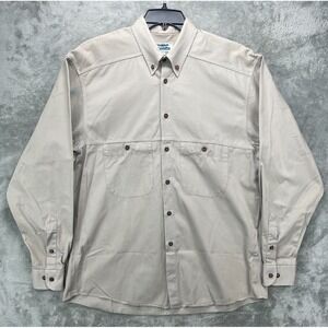 Beretta‎ Sport Men's Shirt XL Beige Cotton Long Sleeve Button Down Made in Italy